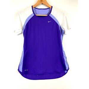 Nike Women's Dri-Fit Purple and White Active Shirt Size Medium